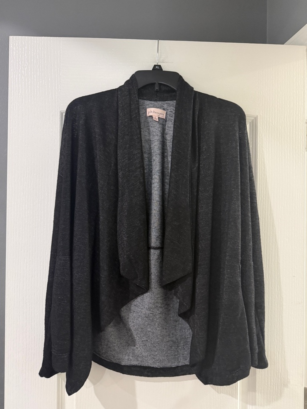 Philosophy Lightweight Open-Front Draped Cardigan - Black size small‎